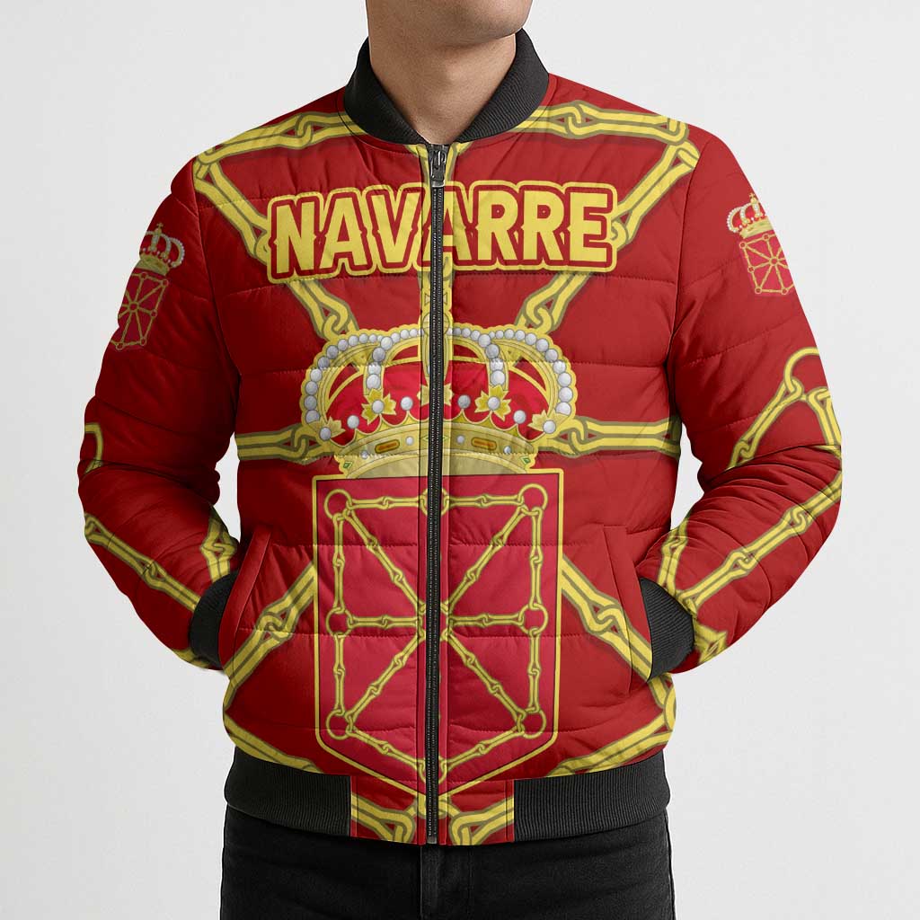 Navarre Flag Bomber Puffer Jacket Autonomous Community of Spain - Wonder Print Shop