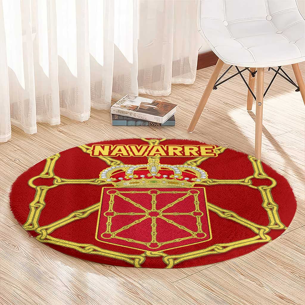 Navarre Flag Round Carpet Autonomous Community of Spain - Wonder Print Shop