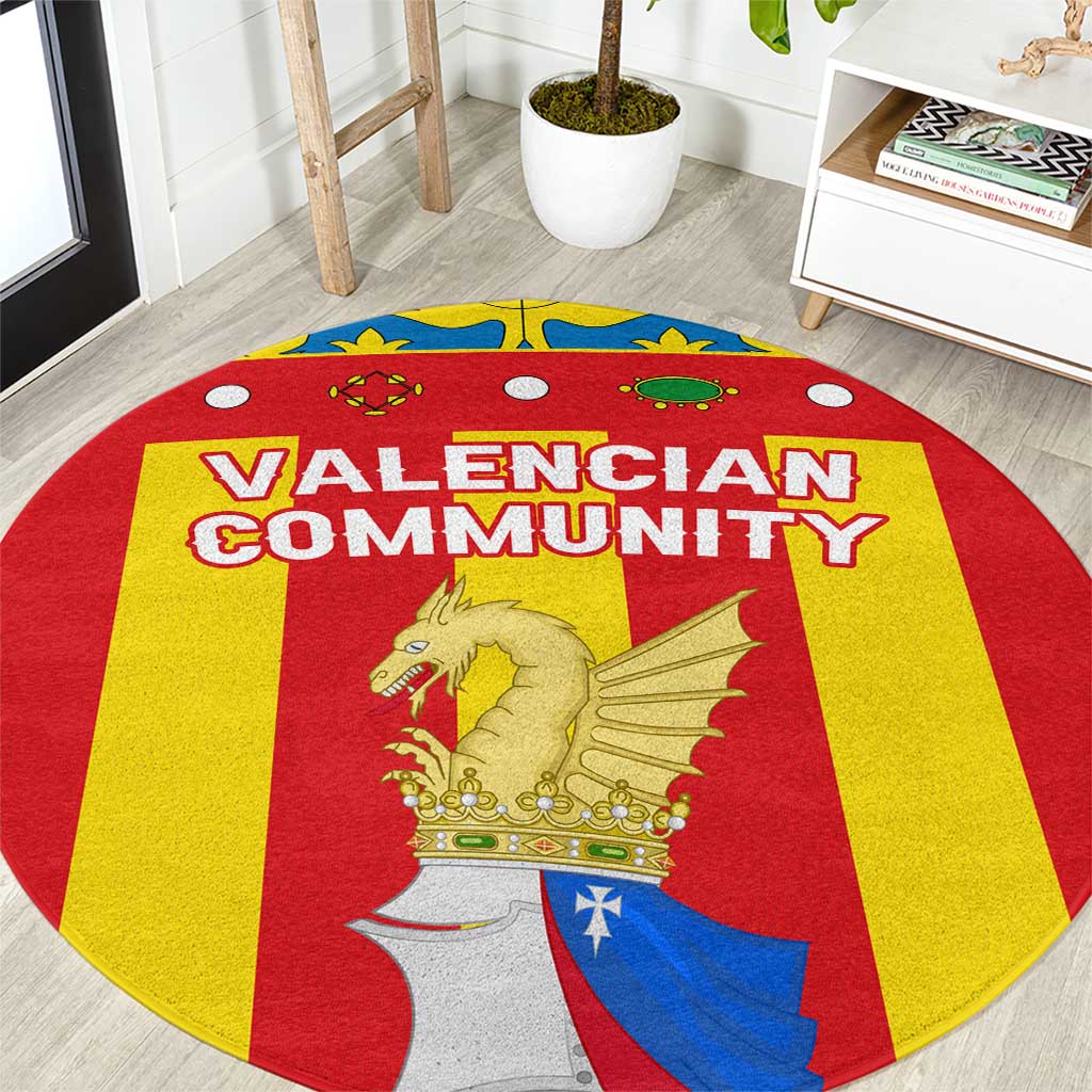 Valencian Community Flag Round Carpet Autonomous Community of Spain - Wonder Print Shop