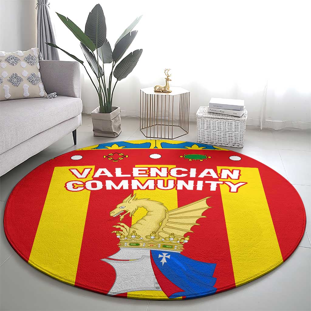 Valencian Community Flag Round Carpet Autonomous Community of Spain - Wonder Print Shop