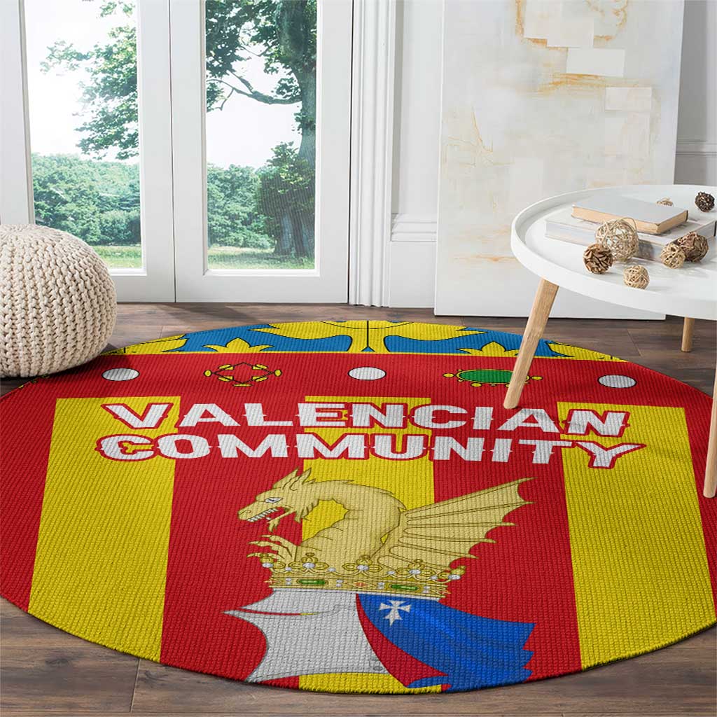 Valencian Community Flag Round Carpet Autonomous Community of Spain - Wonder Print Shop