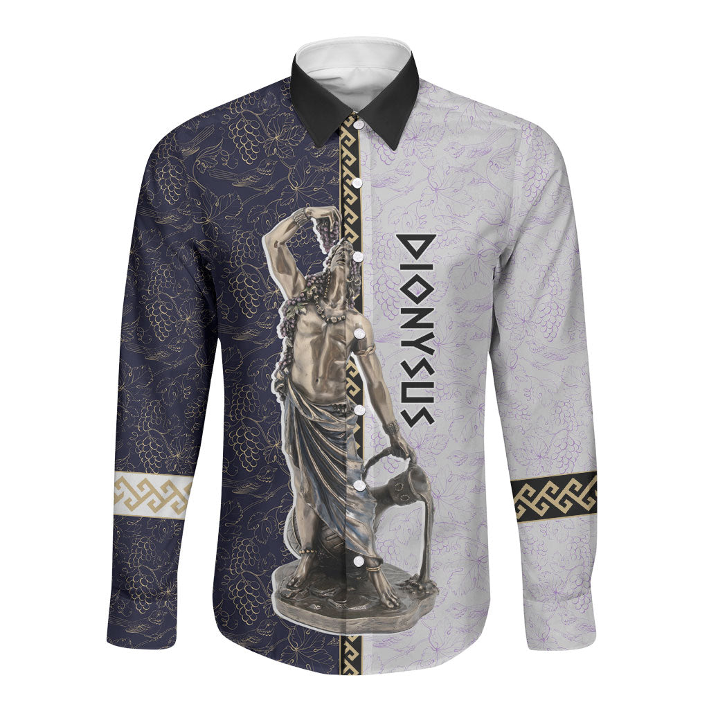 Greek God Dionysus Long Sleeve Button Shirt Ancient Greece Mythology Classical Statue Art