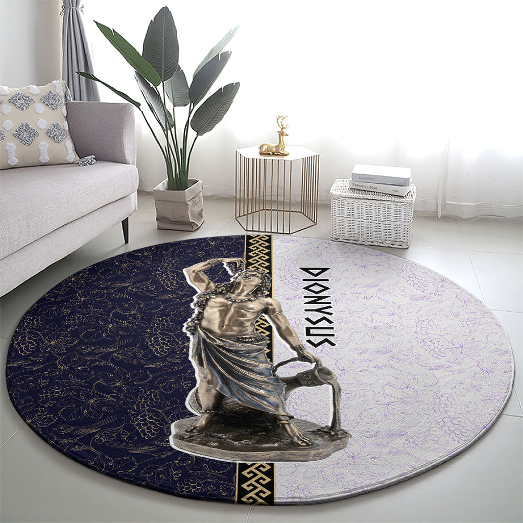 Greek God Dionysus Round Carpet Ancient Greece Mythology Classical Statue Art