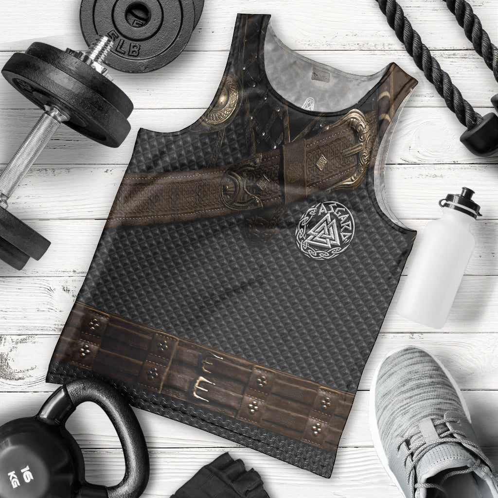 Viking Armor Men Tank Top Vegvisir With Silver Chain Link - Wonder Print Shop