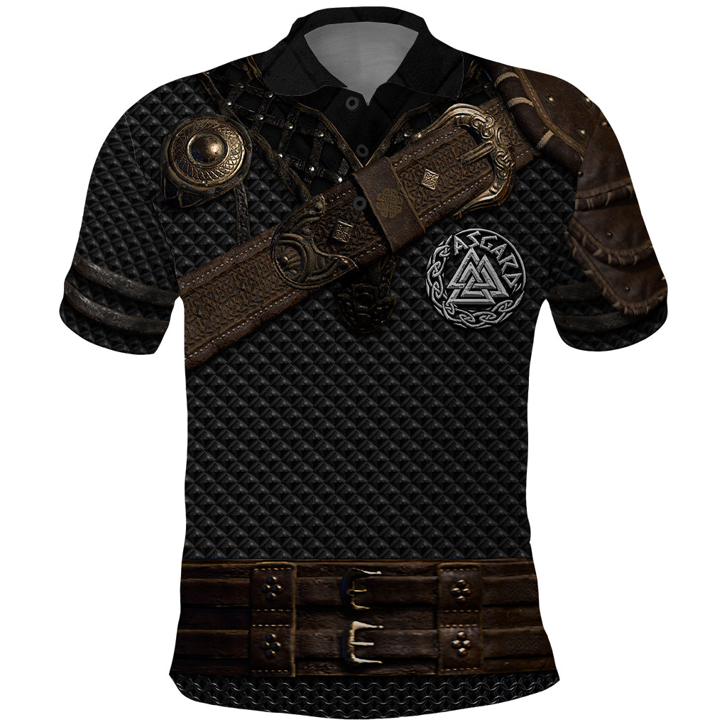 Viking Armor Polo Shirt Vegvisir With Silver Chain Link - Wonder Print Shop