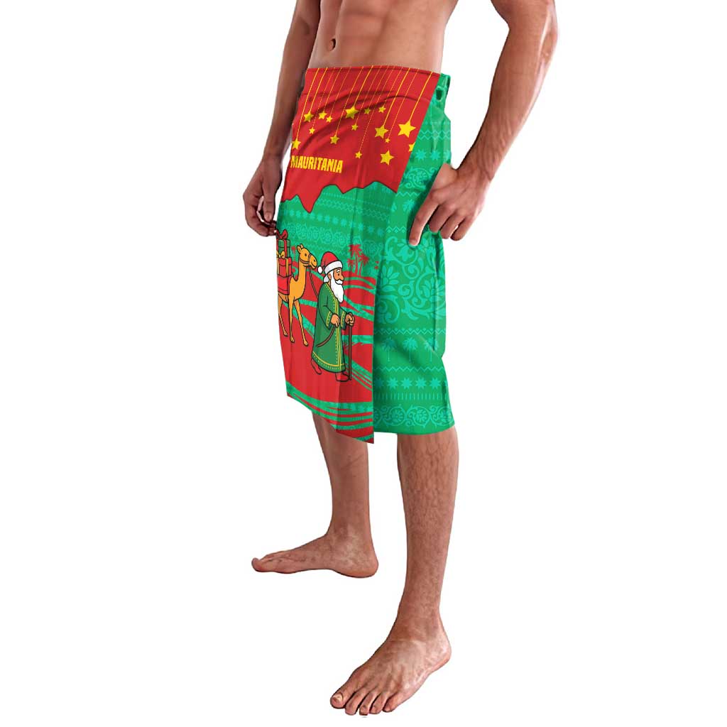 Mauritania Christmas Lavalava with Santa Claus Camel Gift Boxes Starry Sky and Desert Pattern Design - Wonder Print Shop