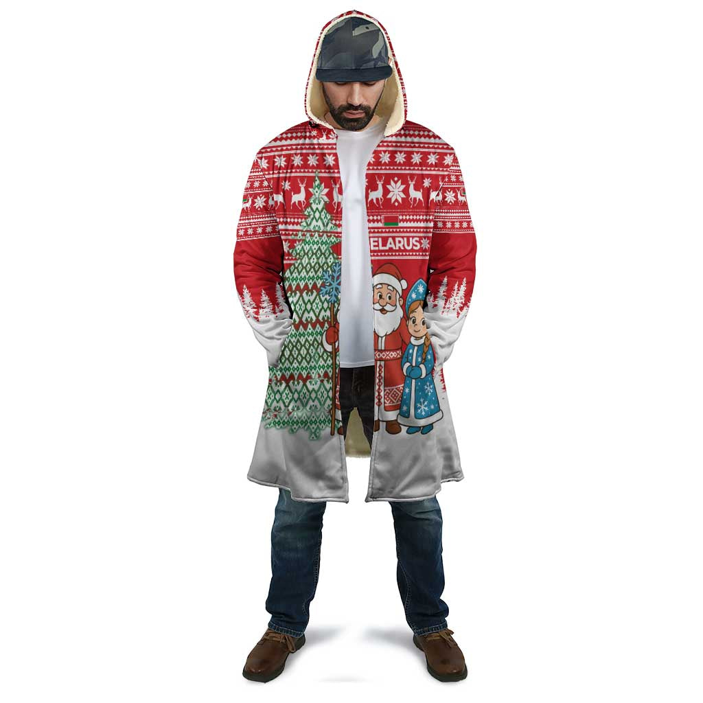 Belarus Christmas Cloak with Ded Moroz Snow Maiden Christmas Tree and Nordic Pattern Design - Wonder Print Shop