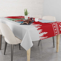 Belarus Christmas Tablecloth with Ded Moroz Snow Maiden Christmas Tree and Nordic Pattern Design - Wonder Print Shop