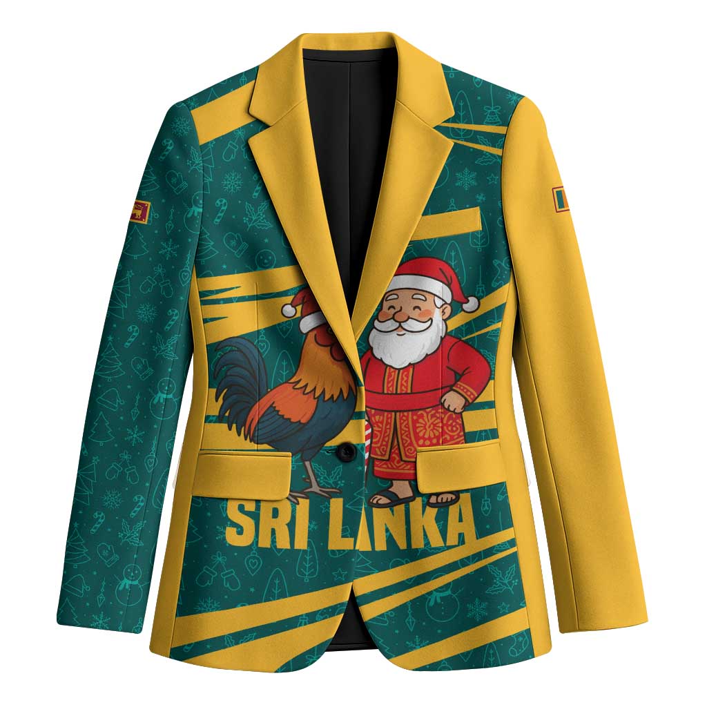 Sri Lanka Christmas Blazer with Santa Claus Rooster Festive Pattern and National Flag Design - Wonder Print Shop