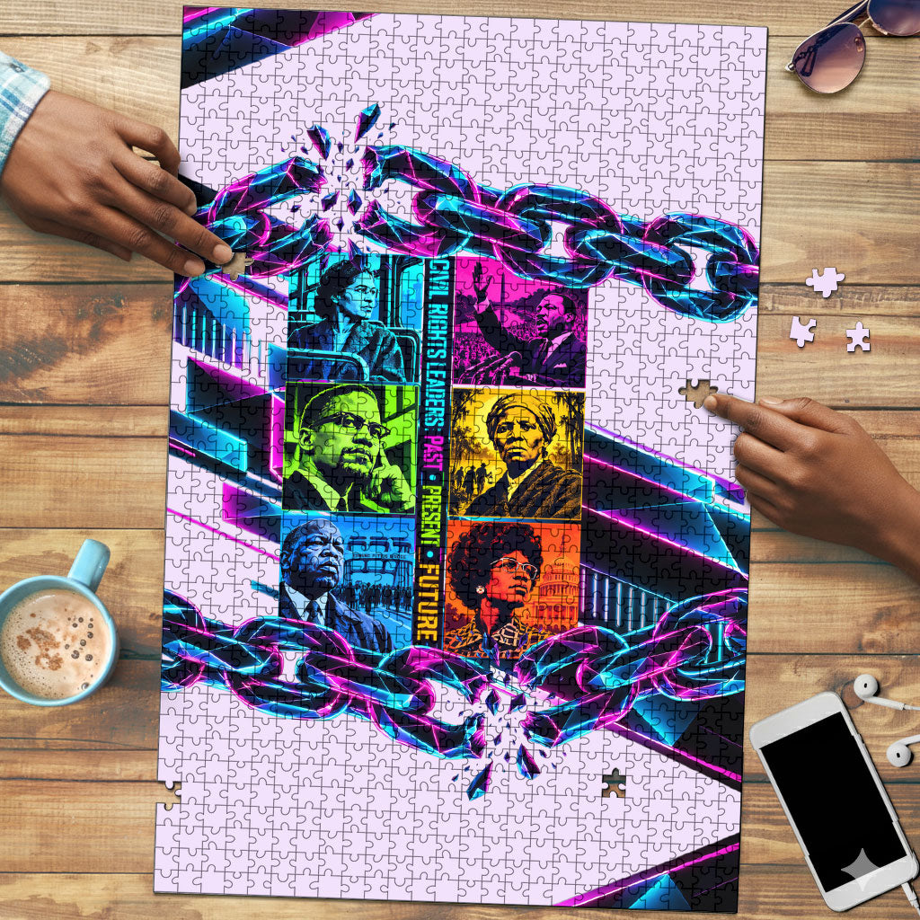 Civil Rights Leaders Puzzle - Black History - African American - Neon Cyberpunk