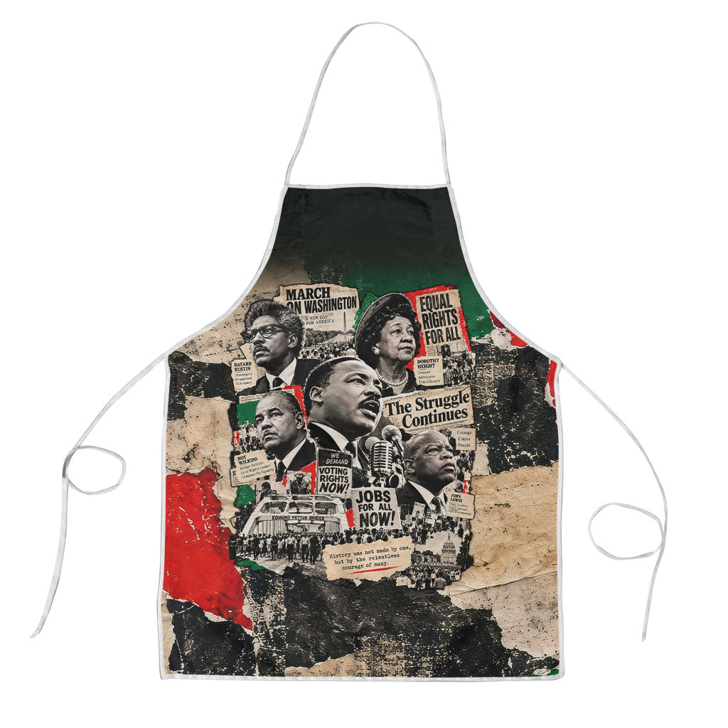 Civil Rights Leaders Apron Vintage Newspaper Collage Pan-African - Civil Rights Movement