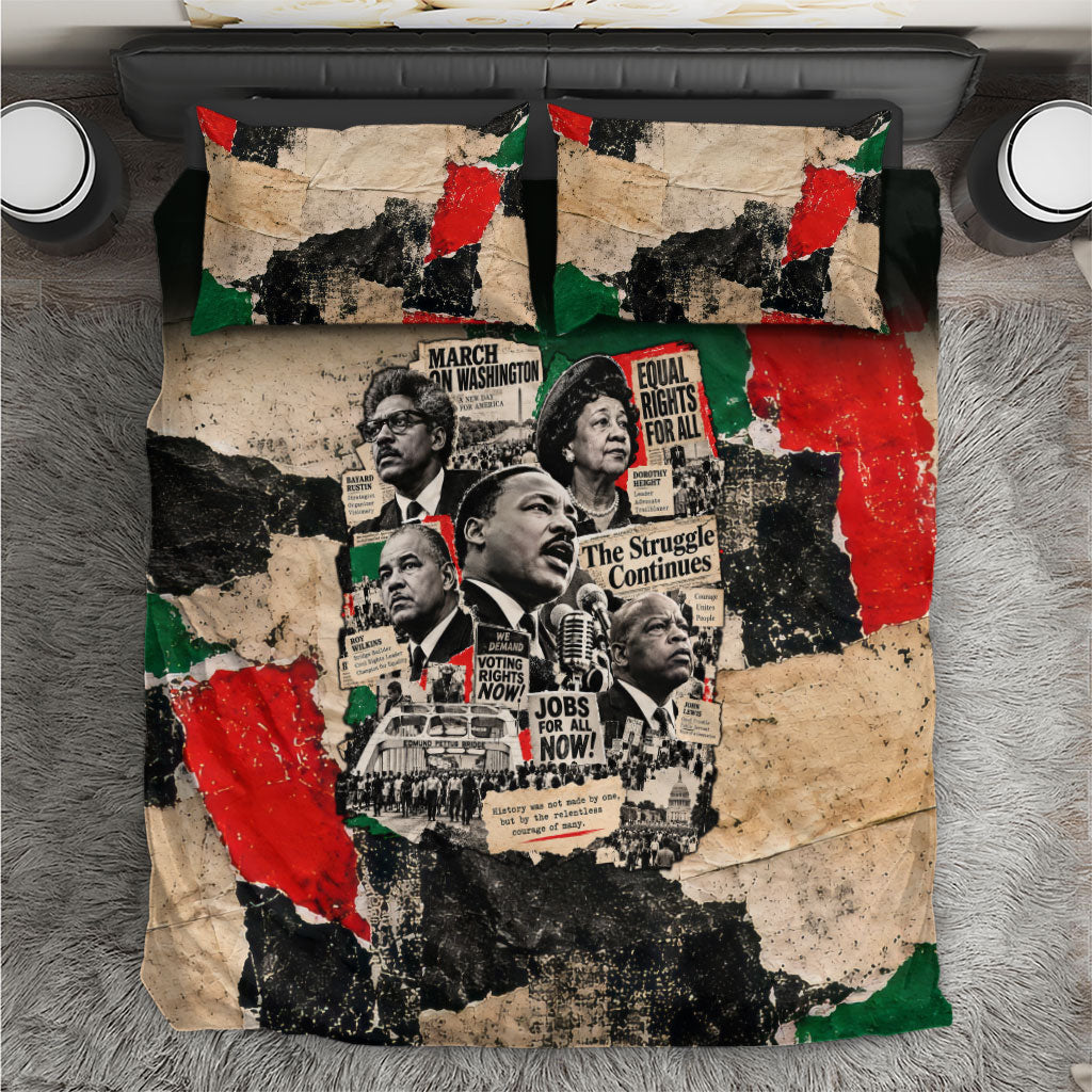 Civil Rights Leaders Bedding Set Vintage Newspaper Collage Pan-African - Civil Rights Movement