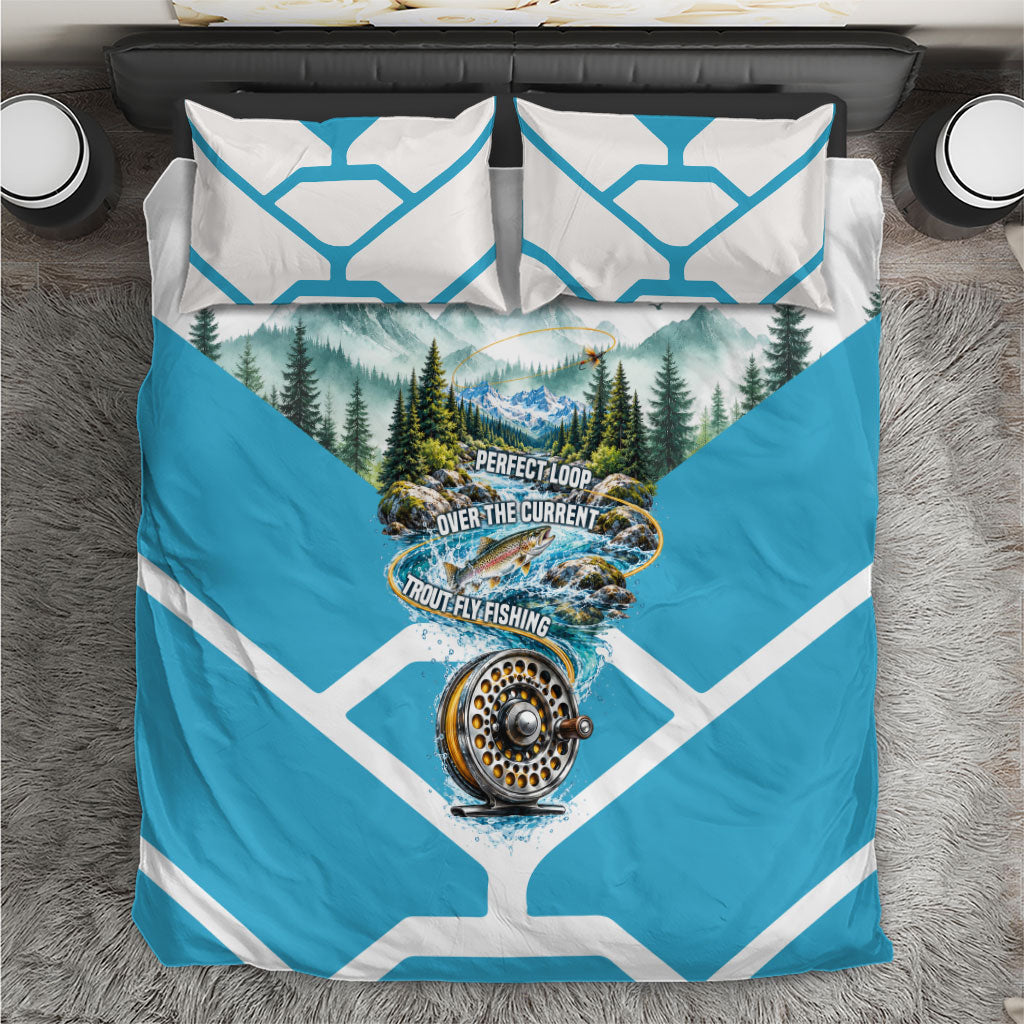 Trout Fly Fishing Perfect Loop Over The Current Bedding Set Outdoor Wilderness Scenic Mountain Stream Fisherman