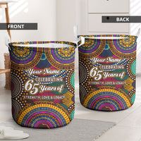 Personalized African 65th Birthday Black Excellence Laundry Basket Vibrant Traditional Tribal Geometric Patterns