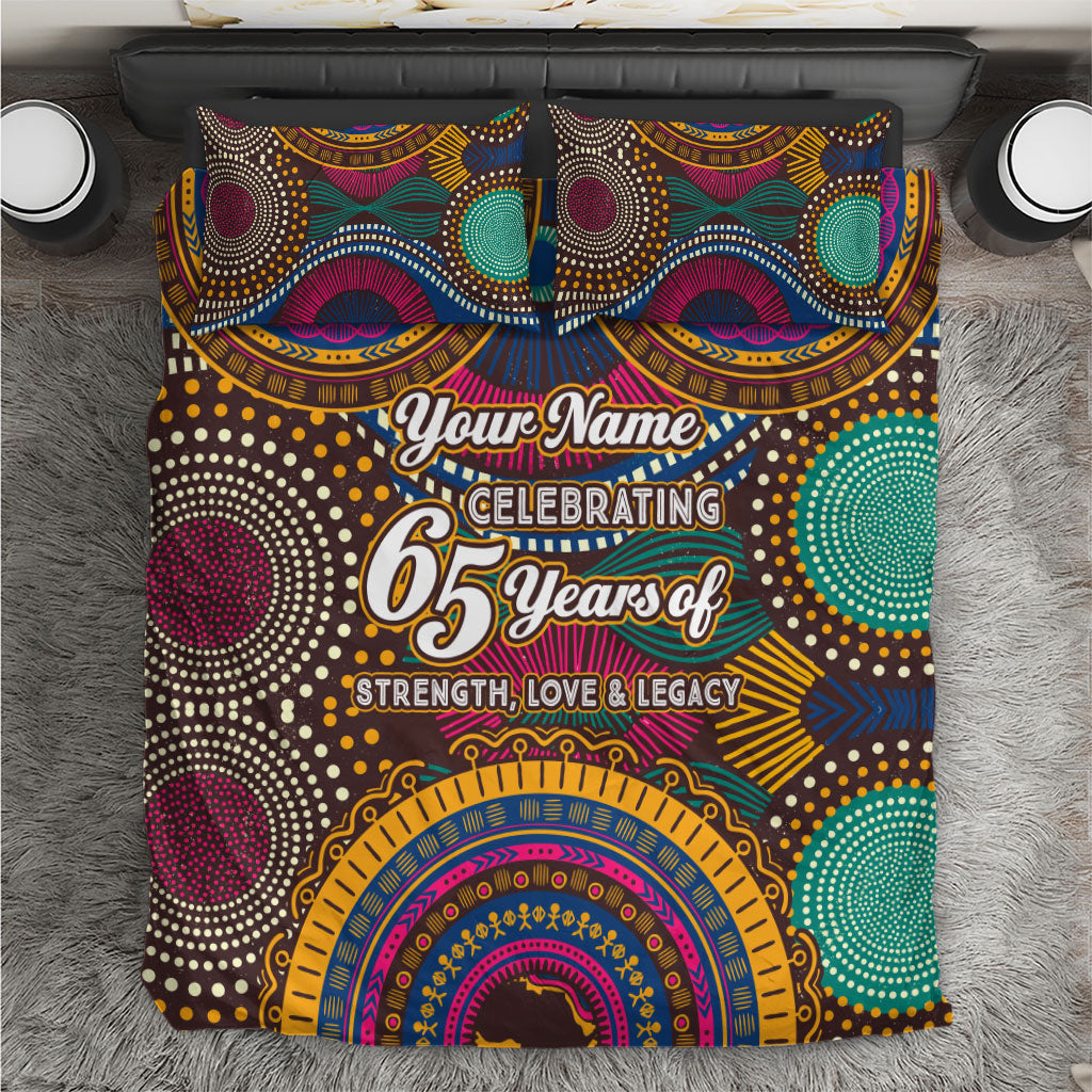 Personalized African 65th Birthday Black Excellence Bedding Set Vibrant Traditional Tribal Geometric Patterns