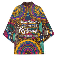 Personalized African 65th Birthday Black Excellence Kimono Vibrant Traditional Tribal Geometric Patterns