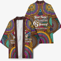 Personalized African 65th Birthday Black Excellence Kimono Vibrant Traditional Tribal Geometric Patterns