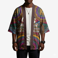 Personalized African 65th Birthday Black Excellence Kimono Vibrant Traditional Tribal Geometric Patterns