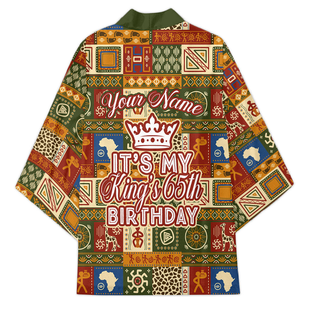 Personalized African King's 65th Birthday Kimono Traditional Ethnic Patchwork Safari Animals