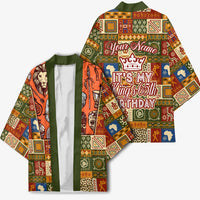 Personalized African King's 65th Birthday Kimono Traditional Ethnic Patchwork Safari Animals