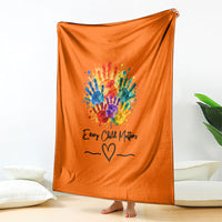 Orange Shirt Day Blanket Indigenous Handprint Feather Watercolor