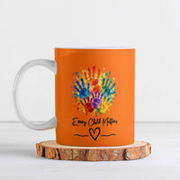 Orange Shirt Day Ceramic Mug Indigenous Handprint Feather Watercolor