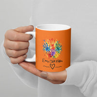 Orange Shirt Day Ceramic Mug Indigenous Handprint Feather Watercolor