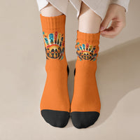 Orange Shirt Day Crew Socks Indigenous Handprint Feather Watercolor