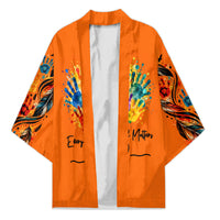 Orange Shirt Day Kimono Indigenous Handprint Feather Watercolor
