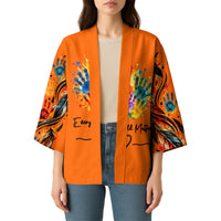 Orange Shirt Day Kimono Indigenous Handprint Feather Watercolor
