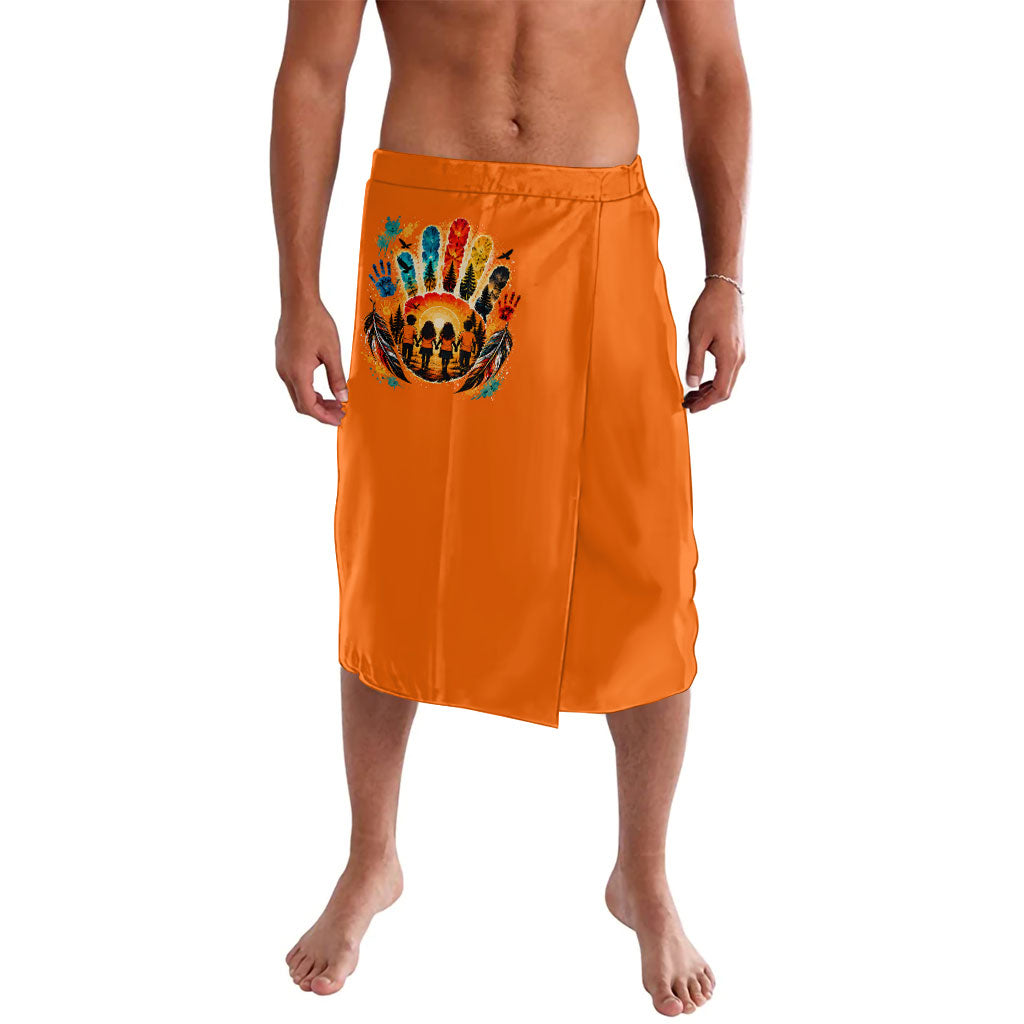 Orange Shirt Day Lavalava Indigenous Handprint Feather Watercolor