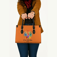 Orange Shirt Day Leather Bag Indigenous Handprint Feather Watercolor