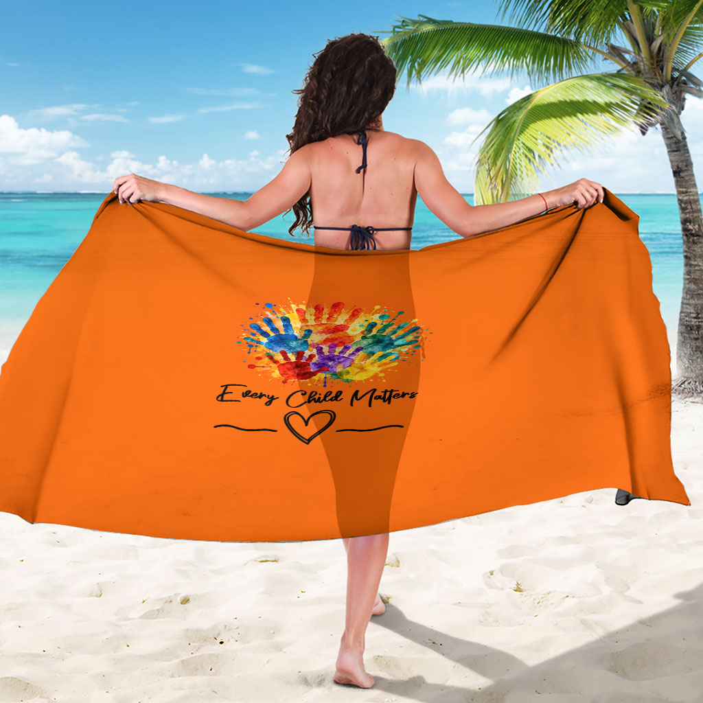 Orange Shirt Day Sarong Indigenous Handprint Feather Watercolor