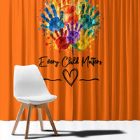 Orange Shirt Day Window Curtain Indigenous Handprint Feather Watercolor