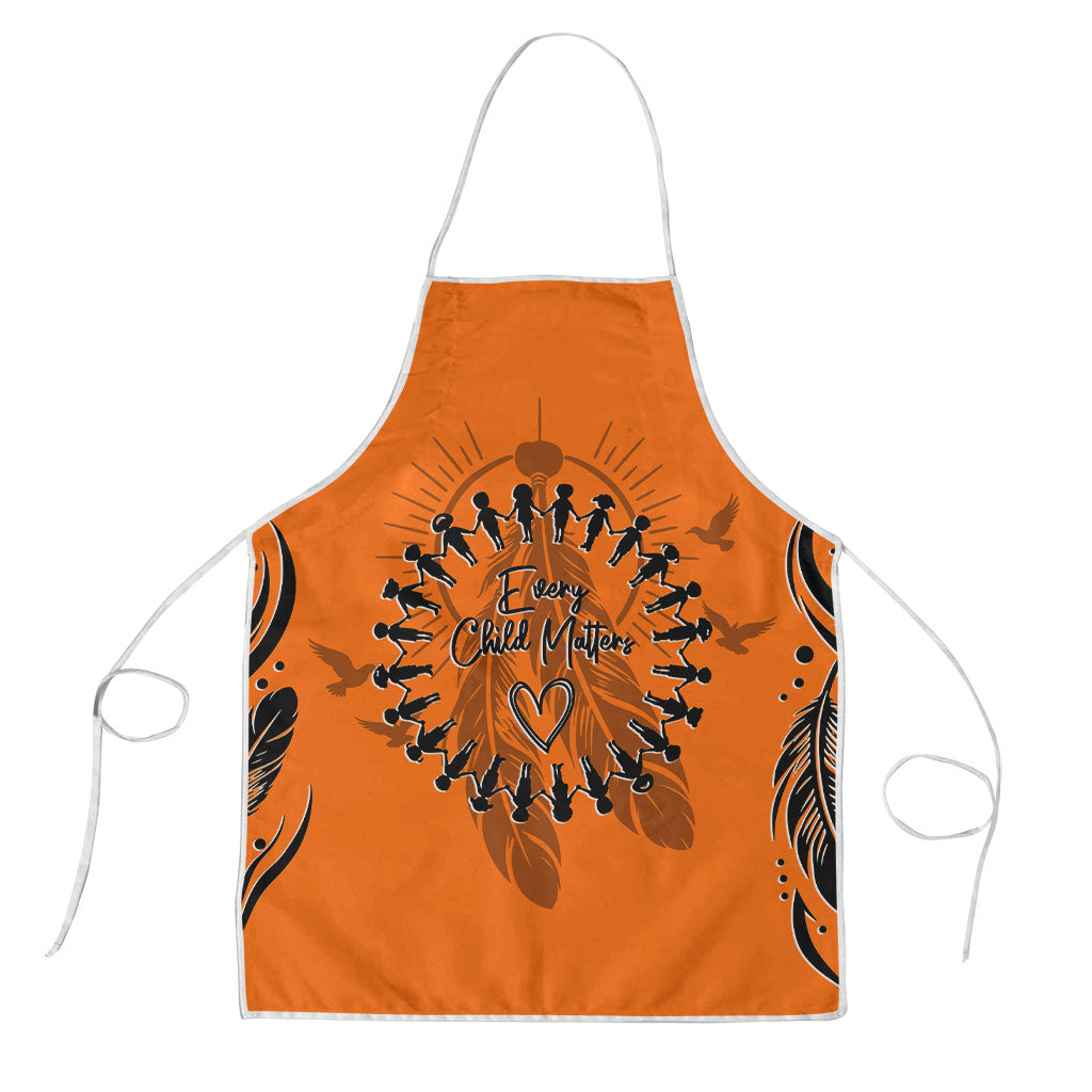 Orange Shirt Day Apron Indigenous Feather Art Child Silhouette