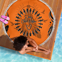 Orange Shirt Day Beach Blanket Indigenous Feather Art Child Silhouette