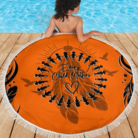 Orange Shirt Day Beach Blanket Indigenous Feather Art Child Silhouette