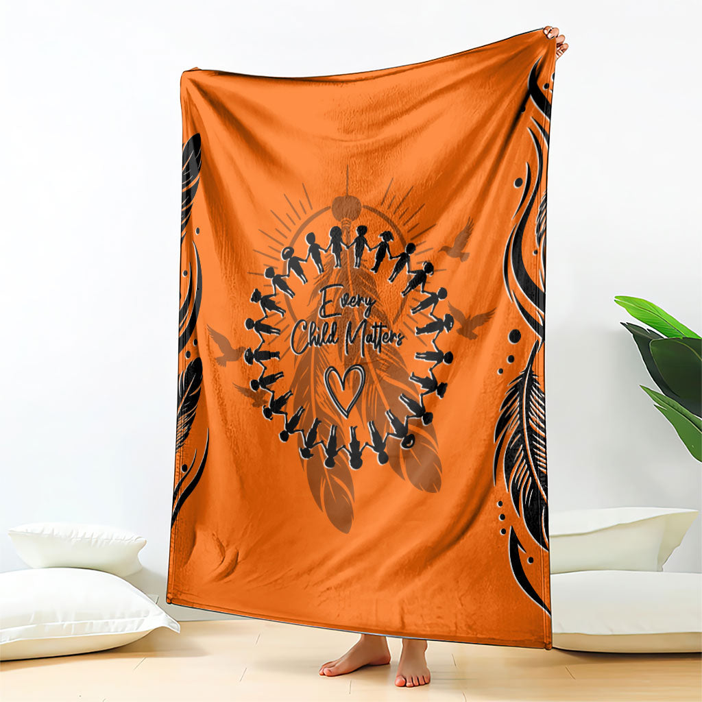 Orange Shirt Day Blanket Indigenous Feather Art Child Silhouette