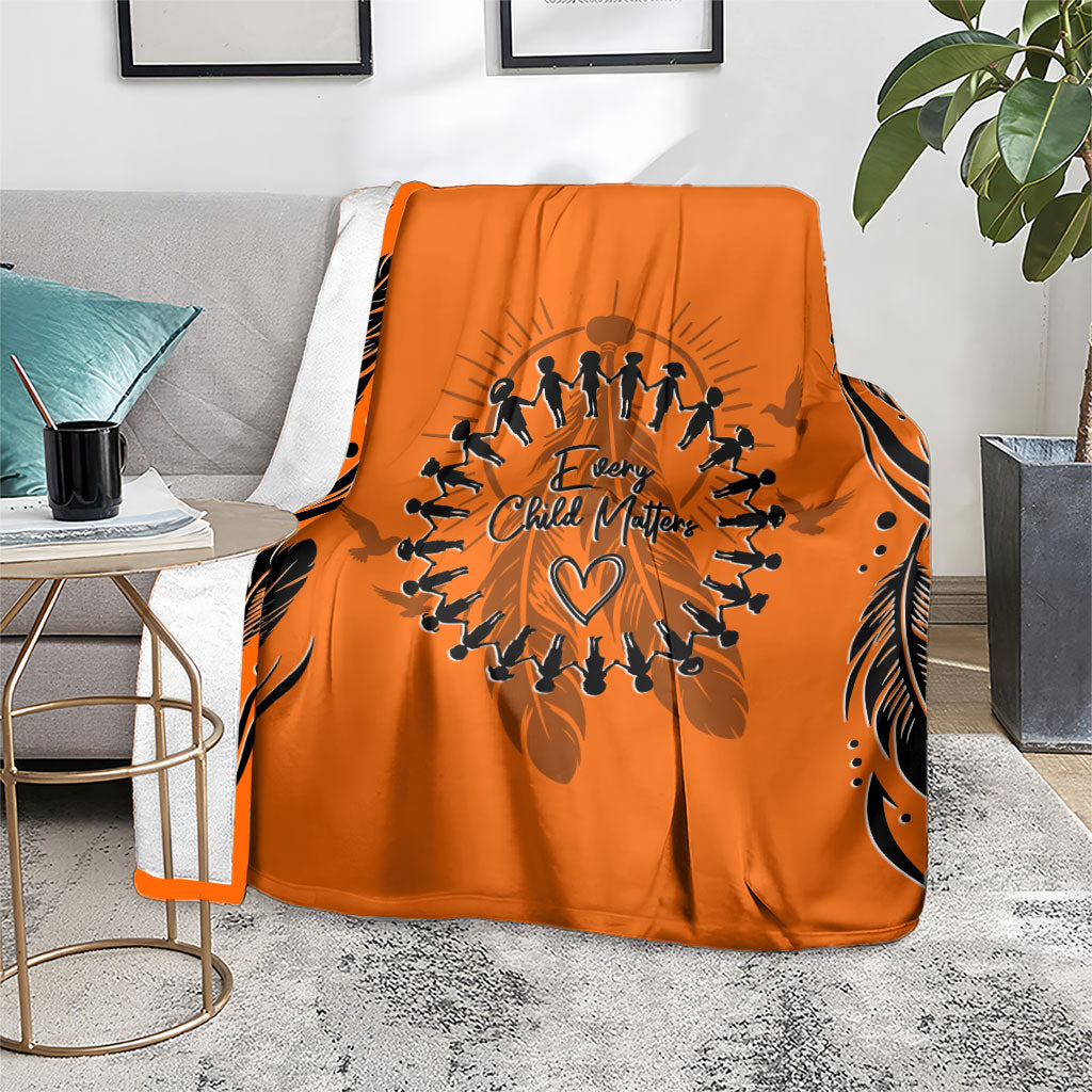 Orange Shirt Day Blanket Indigenous Feather Art Child Silhouette
