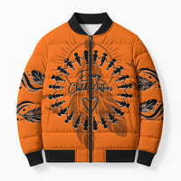 Orange Shirt Day Bomber Puffer Jacket Indigenous Feather Art Child Silhouette