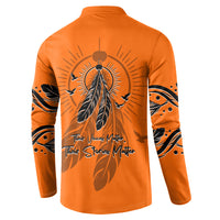 Orange Shirt Day Button Sweatshirt Indigenous Feather Art Child Silhouette