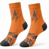 Orange Shirt Day Crew Socks Indigenous Feather Art Child Silhouette