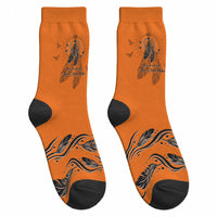 Orange Shirt Day Crew Socks Indigenous Feather Art Child Silhouette
