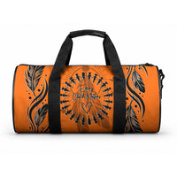 Orange Shirt Day Duffle Bag Indigenous Feather Art Child Silhouette