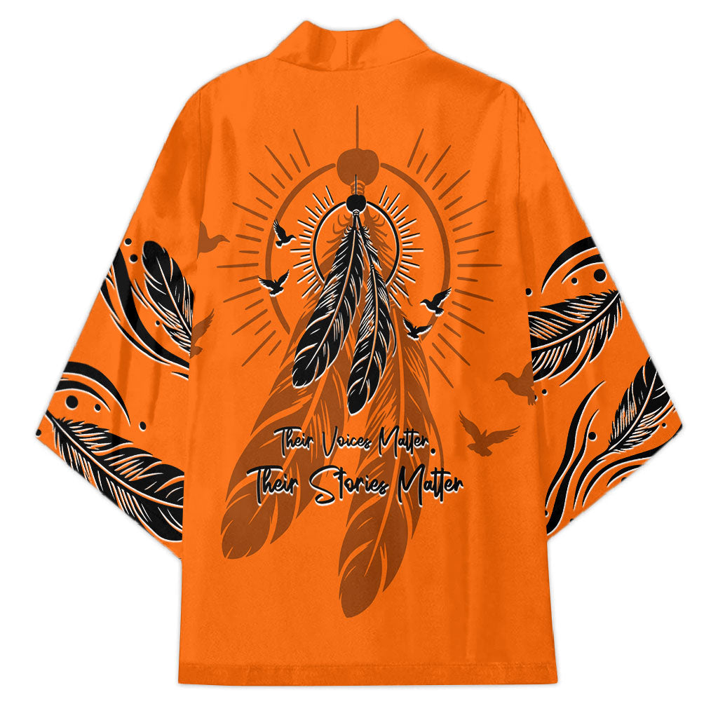 Orange Shirt Day Kimono Indigenous Feather Art Child Silhouette