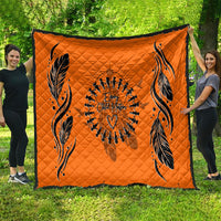 Orange Shirt Day Quilt Indigenous Feather Art Child Silhouette