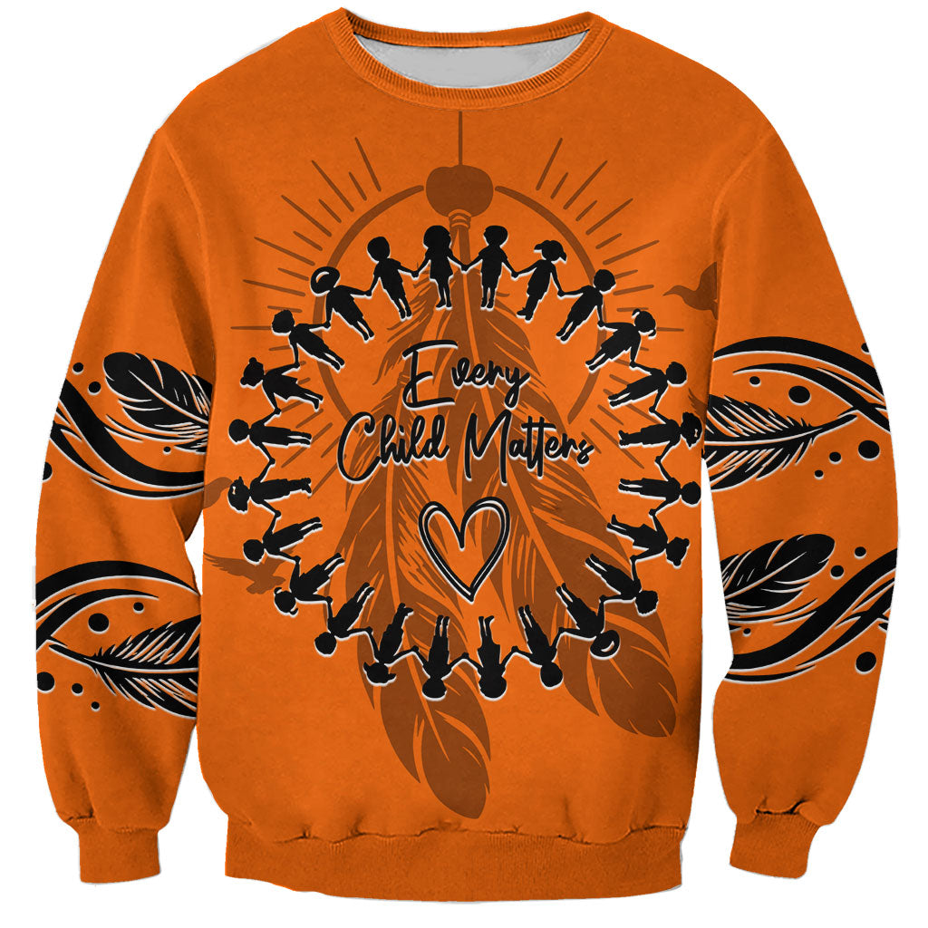 Orange Shirt Day Sweatshirt Indigenous Feather Art Child Silhouette