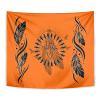 Orange Shirt Day Tapestry Indigenous Feather Art Child Silhouette