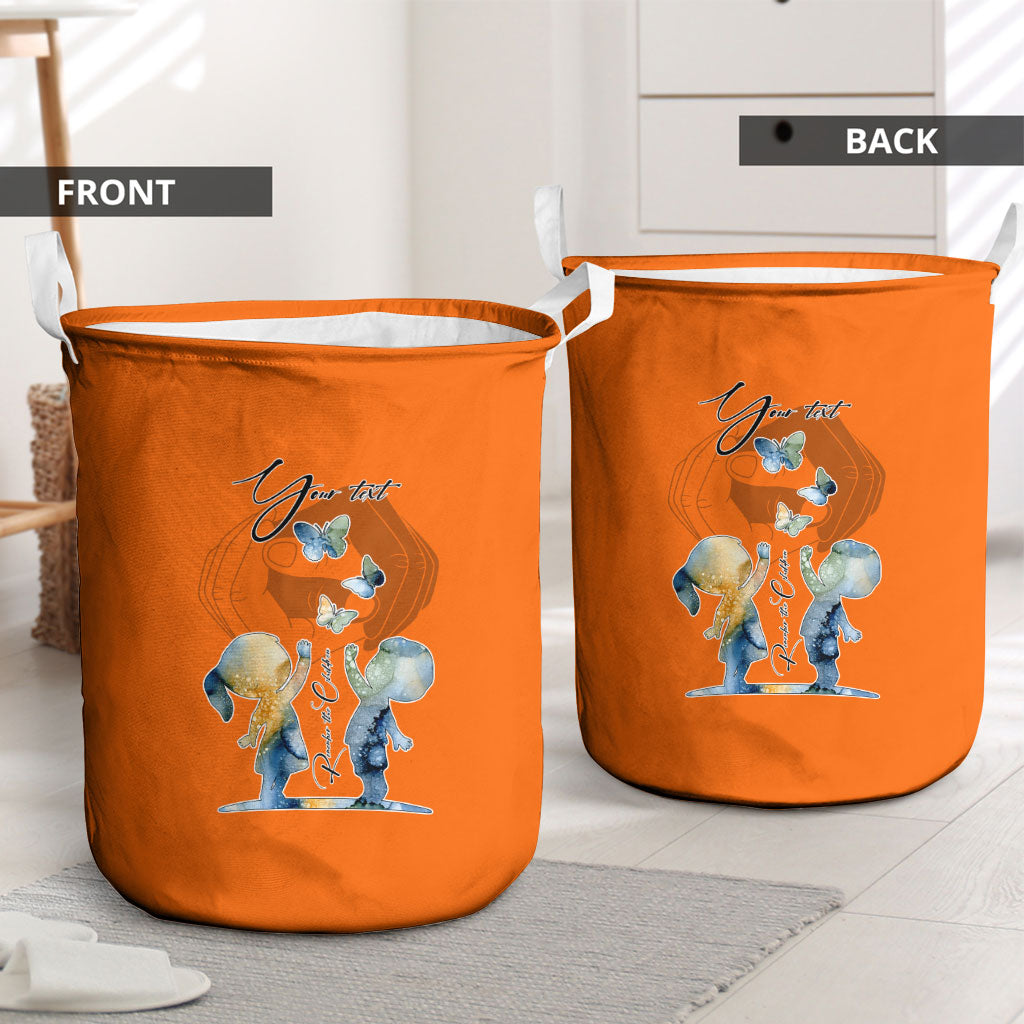 Personalized Orange Shirt Day Laundry Basket Watercolor Handprint Butterfly