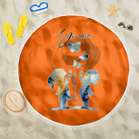 Personalized Orange Shirt Day Beach Blanket Watercolor Handprint Butterfly